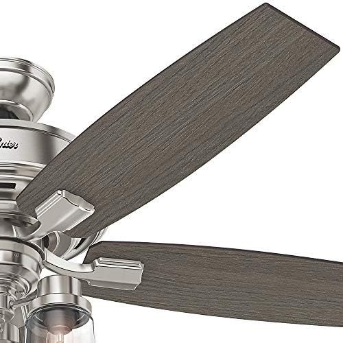  [아마존베스트]HUNTER 54190 Bennett Indoor Ceiling Fan with LED Light and Remote Control, 52, Brushed Nickel