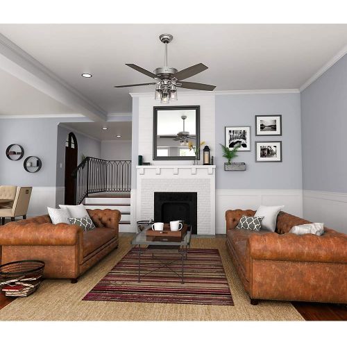  [아마존베스트]HUNTER 54190 Bennett Indoor Ceiling Fan with LED Light and Remote Control, 52, Brushed Nickel