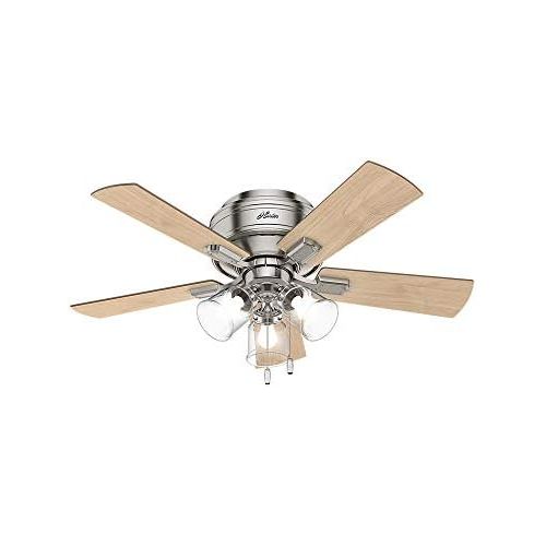  [아마존베스트]HUNTER 52154 Crestfield Indoor Low Profile Ceiling Fan with LED Light and Pull Chain Control, 42, Brushed Nickel