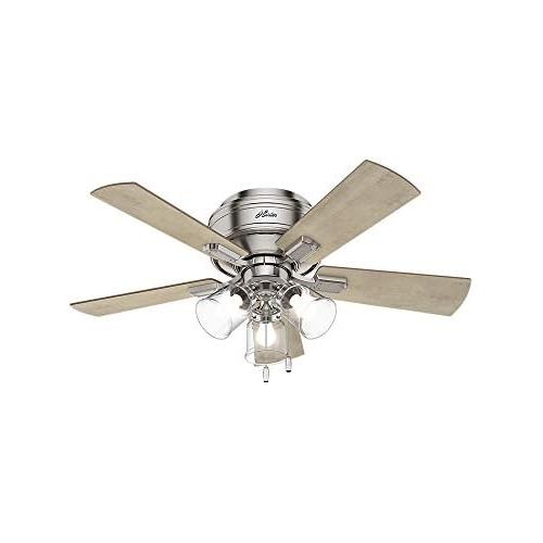  [아마존베스트]HUNTER 52154 Crestfield Indoor Low Profile Ceiling Fan with LED Light and Pull Chain Control, 42, Brushed Nickel