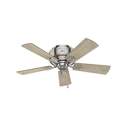  [아마존베스트]HUNTER 52154 Crestfield Indoor Low Profile Ceiling Fan with LED Light and Pull Chain Control, 42, Brushed Nickel