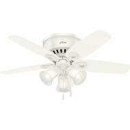 Hunter Fan Company Hunter Builder Indoor Low Profile Ceiling Fan with LED Light and Pull Chain Control, 42, White