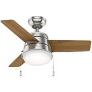 Hunter Fan Company Hunter Aker Indoor with LED Light with Pull Chain Control, 36, Brushed Nickel