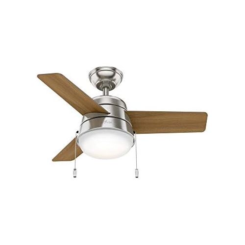  Hunter Fan Company Hunter Aker Indoor with LED Light with Pull Chain Control, 36, Brushed Nickel