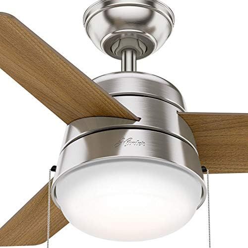  Hunter Fan Company Hunter Aker Indoor with LED Light with Pull Chain Control, 36, Brushed Nickel