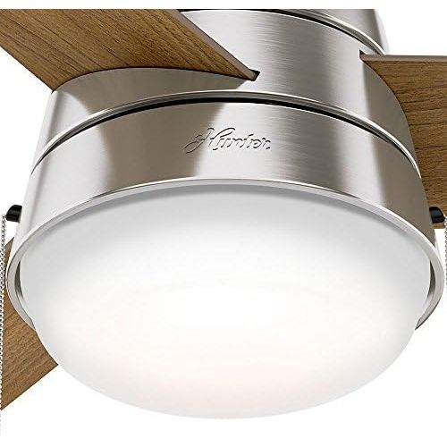  Hunter Fan Company Hunter Aker Indoor with LED Light with Pull Chain Control, 36, Brushed Nickel