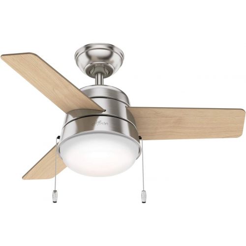  Hunter Fan Company Hunter Aker Indoor with LED Light with Pull Chain Control, 36, Brushed Nickel