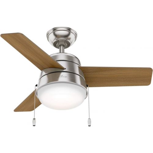  Hunter Fan Company Hunter Aker Indoor with LED Light with Pull Chain Control, 36, Brushed Nickel