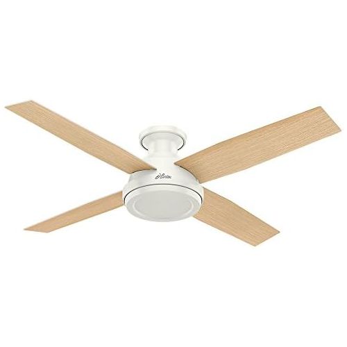  Hunter Fan Company 59248 Dempsey Indoor Low Profile Ceiling Fan with Remote Control, 52, Fresh White Finish