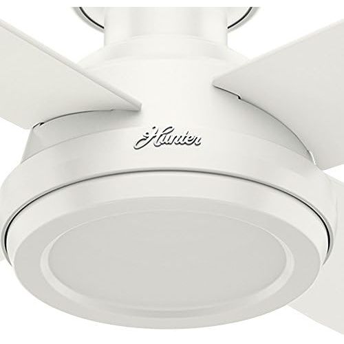  Hunter Fan Company 59248 Dempsey Indoor Low Profile Ceiling Fan with Remote Control, 52, Fresh White Finish