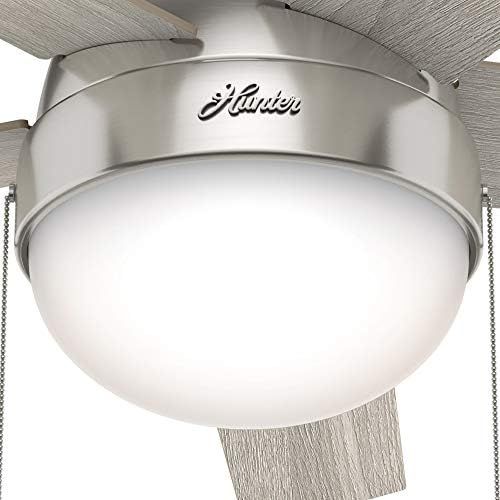  Hunter Fan Company 50278 Hunter Anslee Indoor Low Profile Ceiling Fan with LED Light and Pull Chain Control, 46, Brushed Nickel Finish