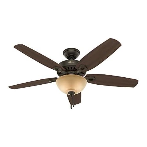  Hunter Fan Company 53091 Builder Deluxe Indoor Ceiling Fan with LED Light and Pull Chain Control, 52, New Bronze Finish