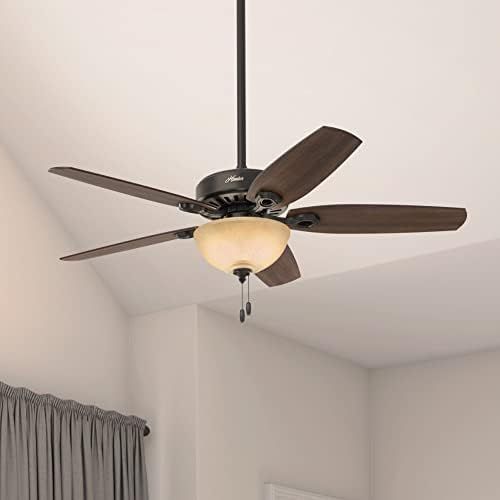  Hunter Fan Company 53091 Builder Deluxe Indoor Ceiling Fan with LED Light and Pull Chain Control, 52, New Bronze Finish