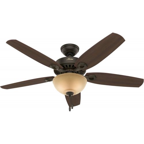  Hunter Fan Company 53091 Builder Deluxe Indoor Ceiling Fan with LED Light and Pull Chain Control, 52, New Bronze Finish