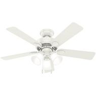 Hunter Fan Company Hunter Swanson Indoor Ceiling Fan with LED Lights and Pull Chain Control, 44, Fresh White