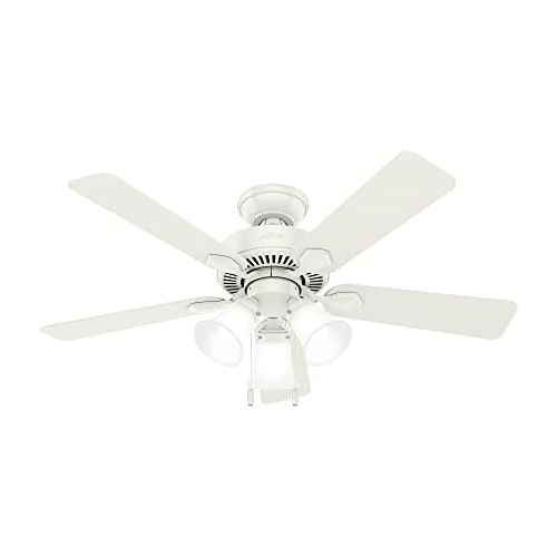  Hunter Fan Company Hunter Swanson Indoor Ceiling Fan with LED Lights and Pull Chain Control, 44, Fresh White