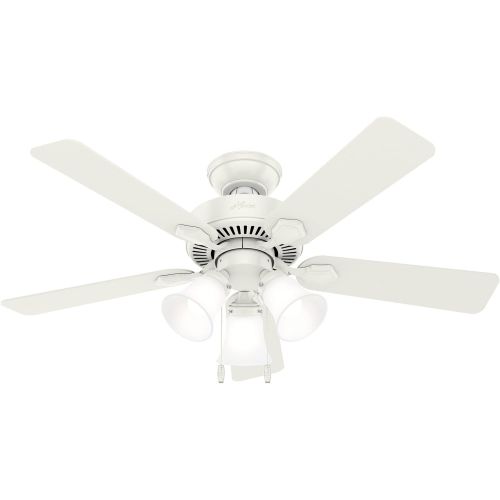  Hunter Fan Company Hunter Swanson Indoor Ceiling Fan with LED Lights and Pull Chain Control, 44, Fresh White