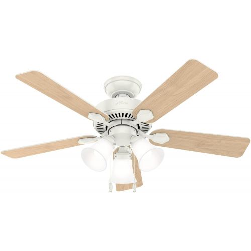  Hunter Fan Company Hunter Swanson Indoor Ceiling Fan with LED Lights and Pull Chain Control, 44, Fresh White