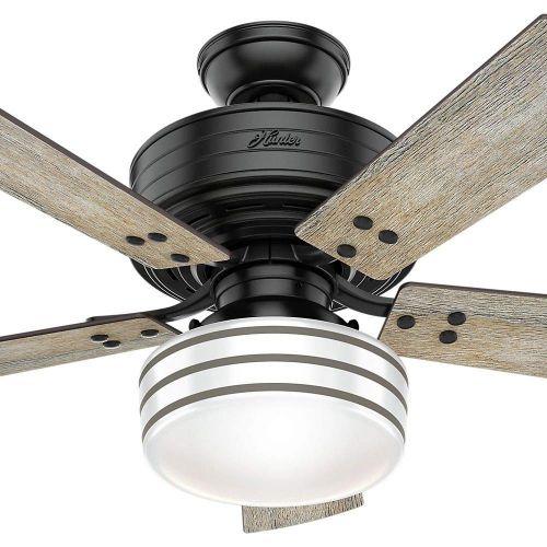  Hunter Fan Company Hunter 54149 Restoration Ceiling Fan Cedar Key OD w LED Light 44 Collection in Black Finish