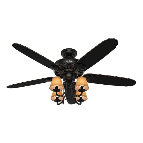  Hunter Fan Company Hunter 53095 Cortland 54 Basque Black Ceiling Fan with 5 Aged Ebony Blades and light kit