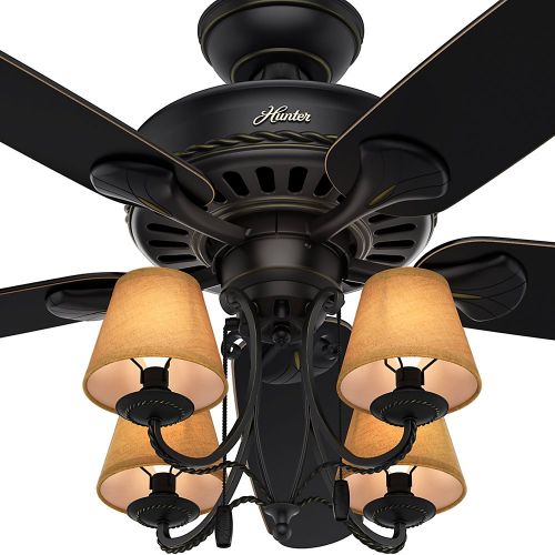  Hunter Fan Company Hunter 53095 Cortland 54 Basque Black Ceiling Fan with 5 Aged Ebony Blades and light kit