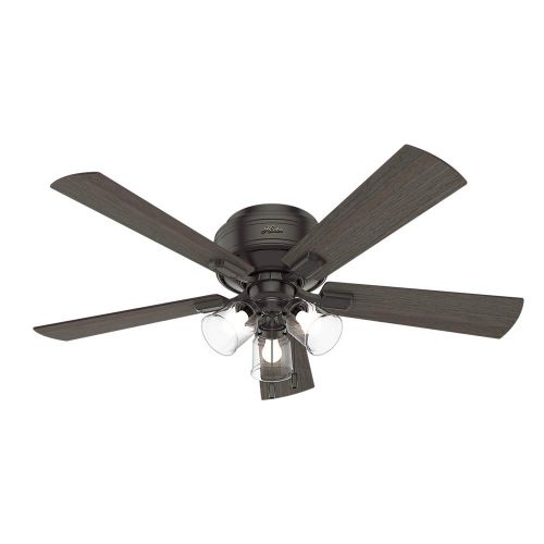  Hunter 54208 Crestfield 52 Hugger Ceiling Fan with LED Lights, Noble Bronze