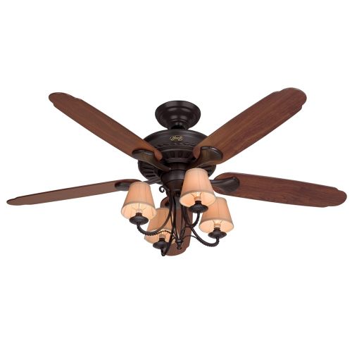  Hunter Fan Company Hunter 22710 Cortland 54-Inch Ceiling Fan with Optional Light and 5 Dark-CherryWalnut-Oak Blades, New Bronze