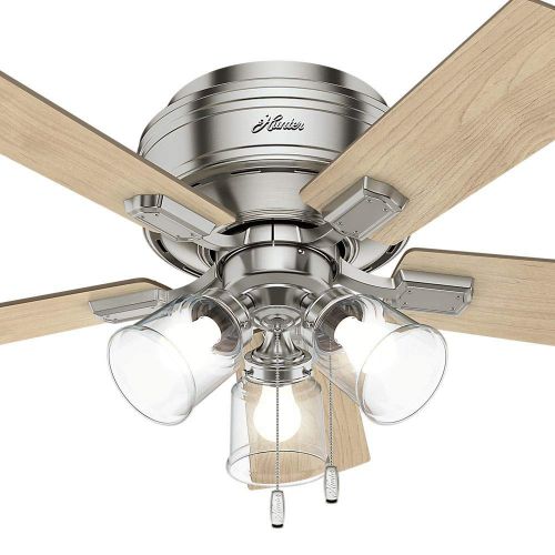  Hunter Fan Company Hunter 52154 Transitional 42`` Ceiling Fan with Light from Crestfield Collection in Pwt, Nckl, BS, Slvr. Finish