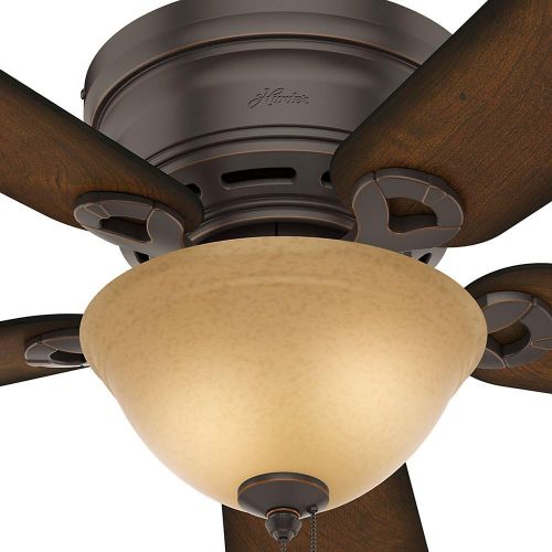  Hunter Fan Company Hunter Conroy Indoor Low Profile Ceiling Fan with LED Light and Pull Chain Control, 42, Onyx Bengal