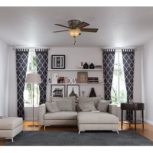  Hunter Fan Company Hunter Conroy Indoor Low Profile Ceiling Fan with LED Light and Pull Chain Control, 42, Onyx Bengal