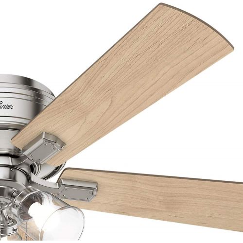  Hunter Fan Company Hunter Crestfield Indoor Low Profile Ceiling Fan with LED Light and Pull Chain Control, 52, Brushed Nickel