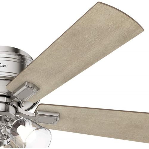  Hunter Fan Company Hunter Crestfield Indoor Low Profile Ceiling Fan with LED Light and Pull Chain Control, 52, Brushed Nickel