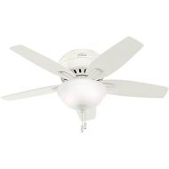 Hunter Fan Company Hunter Newsome Indoor Low Profile Ceiling Fan with LED Light and Pull Chain Control, 42, Fresh White