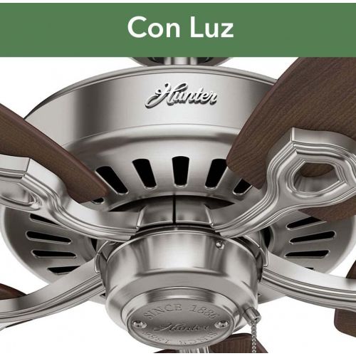  Hunter Fan Company 53241 Builder Elite Indoor Ceiling Fan with Pull Chain Control, 52, Brushed Nickel Finish