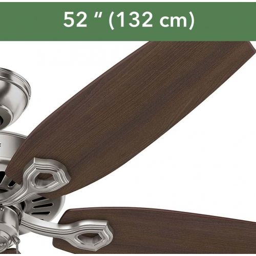  Hunter Fan Company 53241 Builder Elite Indoor Ceiling Fan with Pull Chain Control, 52, Brushed Nickel Finish