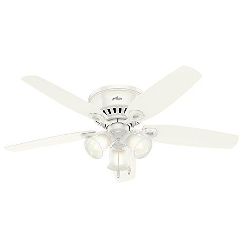  Hunter Fan Company Indoor 53326 52 Builder Low Profile Ceiling Fan with Light, Snow White Finish