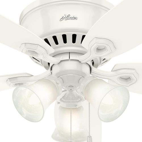  Hunter Fan Company Indoor 53326 52 Builder Low Profile Ceiling Fan with Light, Snow White Finish