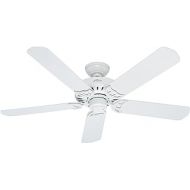 Hunter Fan Company 53125 Bridgeport 52 Inch Versatile Indoor/Outdoor Damp-Rated Home Ceiling Fan with Pull Chain Control without Light Fixture, 52, White finish