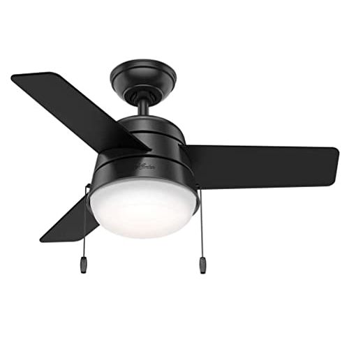  Hunter Fan Company 59302 Hunter 36 Aker Ceiling Fan with Light, Matte Black Finish