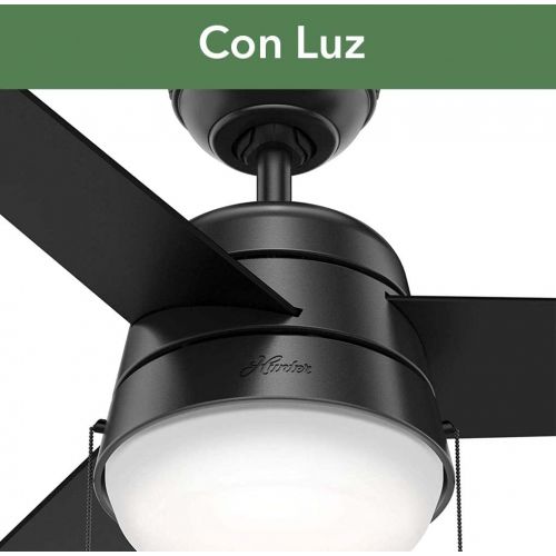  Hunter Fan Company 59302 Hunter 36 Aker Ceiling Fan with Light, Matte Black Finish