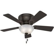 Hunter Fan Company Hunter Haskell Indoor Low Profile Ceiling Fan with LED Light and Pull Chain Control, 42, Premier Bronze