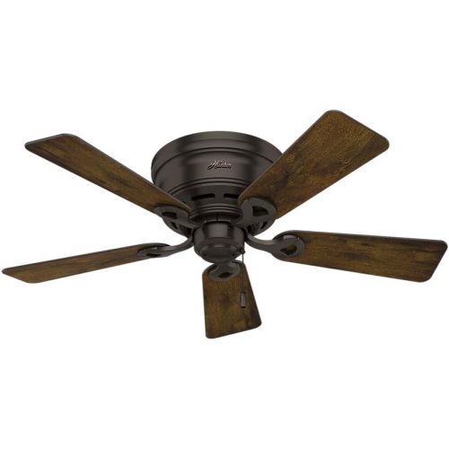  Hunter Fan Company Hunter Haskell Indoor Low Profile Ceiling Fan with LED Light and Pull Chain Control, 42, Premier Bronze