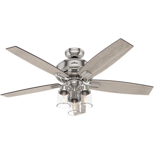  Hunter Fan Company Hunter Bennett Indoor Ceiling Fan with LED Light and Remote Control, 52, Brushed Nickel