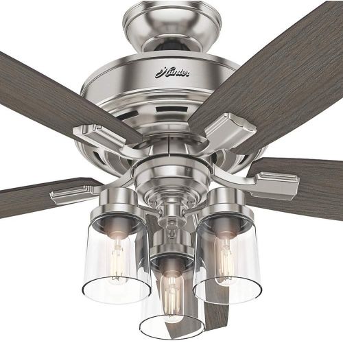  Hunter Fan Company Hunter Bennett Indoor Ceiling Fan with LED Light and Remote Control, 52, Brushed Nickel