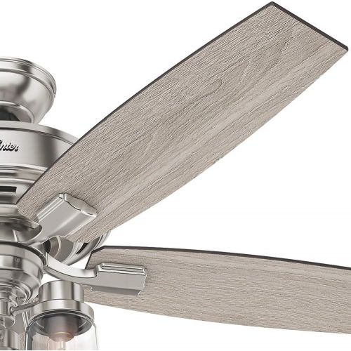  Hunter Fan Company Hunter Bennett Indoor Ceiling Fan with LED Light and Remote Control, 52, Brushed Nickel