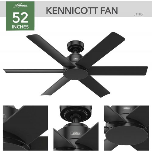  Hunter Fan Company 51180 Kennicott Ceiling Fan, 52, Matte Black