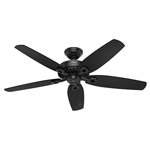  Hunter Fan Company 53294 Builder Elite Versatile Indoor/Outdoor 52 Inch Ceiling Fan without Light Fixture, Matte Black, 52