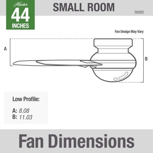  Hunter Fan Company Hunter Dempsey ?50282 Indoor Low Profile Ceiling Fan with LED Light and Remote Control, 44 Inch