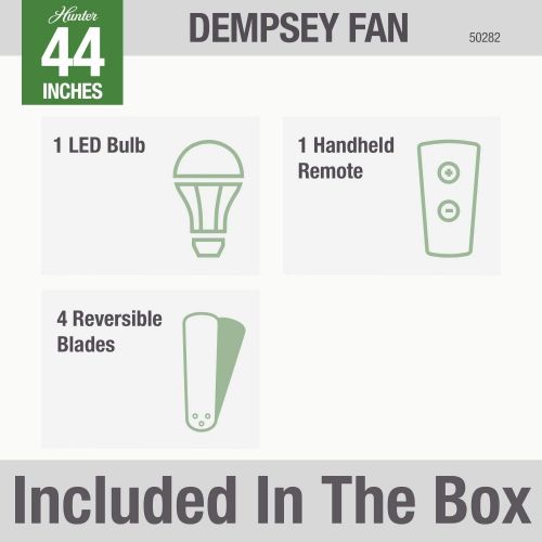  Hunter Fan Company Hunter Dempsey ?50282 Indoor Low Profile Ceiling Fan with LED Light and Remote Control, 44 Inch