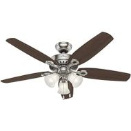Hunter Fan Company 53237 Builder Plus Indoor Ceiling Fan with LED Lights and Pull Chain Control, 52, Brushed Nickel Finish